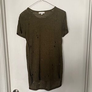 Love, Fire Distressed Olive Shirt